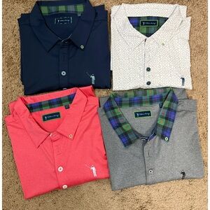 William Murray Classic Polo Short Sleeve Shirt Navy Gray Tan Coral Set of 4 XL